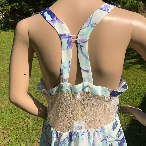 NWT $138 BCBGeneration | Aquashell | Racerback Tiered Lace Inset Dress | 10 - Picture 11 of 15